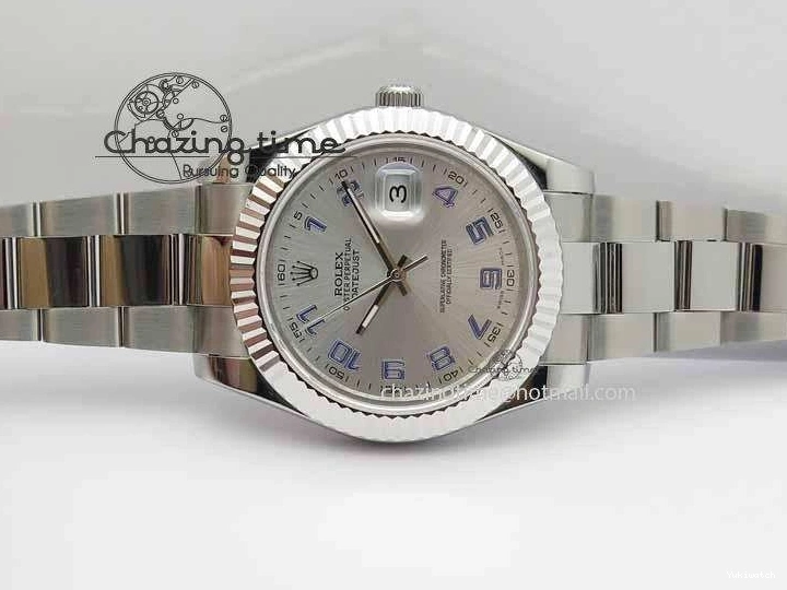 41mm Blue Maker SS Dial SA3136 Bracelet Arabic Silver SS Best On BP 116334 Edition II DateJust 0223